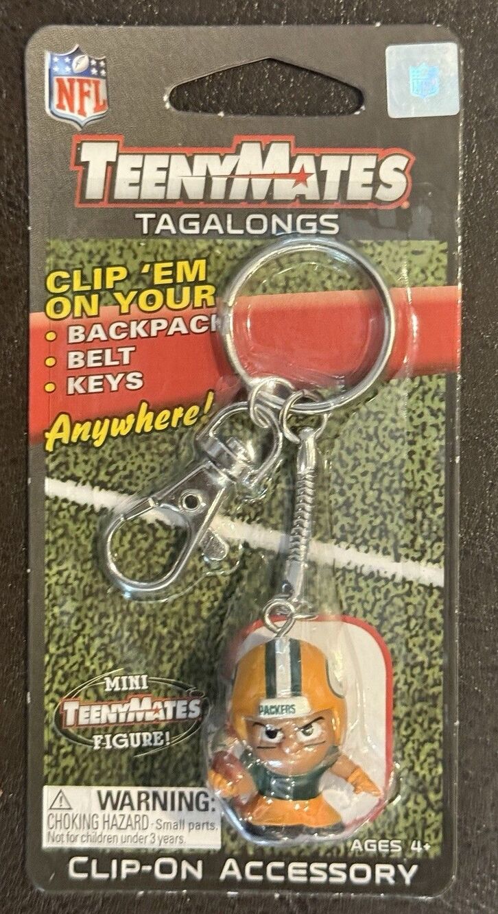 NFL TeenyMates Tagalongs Key Chain W/ Clip Green Bay Packers Mini * 733947119206